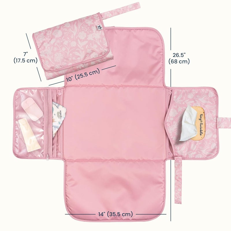 Tiny Twinkle Portable Diaper Changing Pad | Waterproof, Wipeable & Compact Baby Changing Pad for Travel | Smart Wipes Pocket & Organized Storage| Newborn Shower Gift (Toile) - Image 2